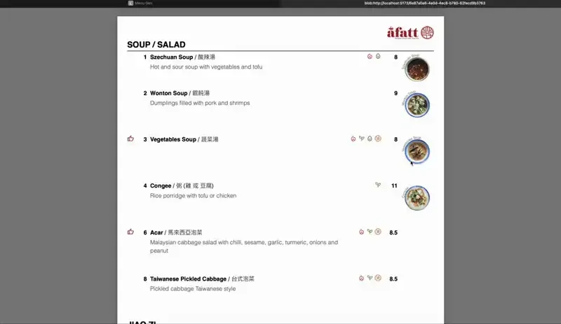 The generated PDF, matching the preview exactly